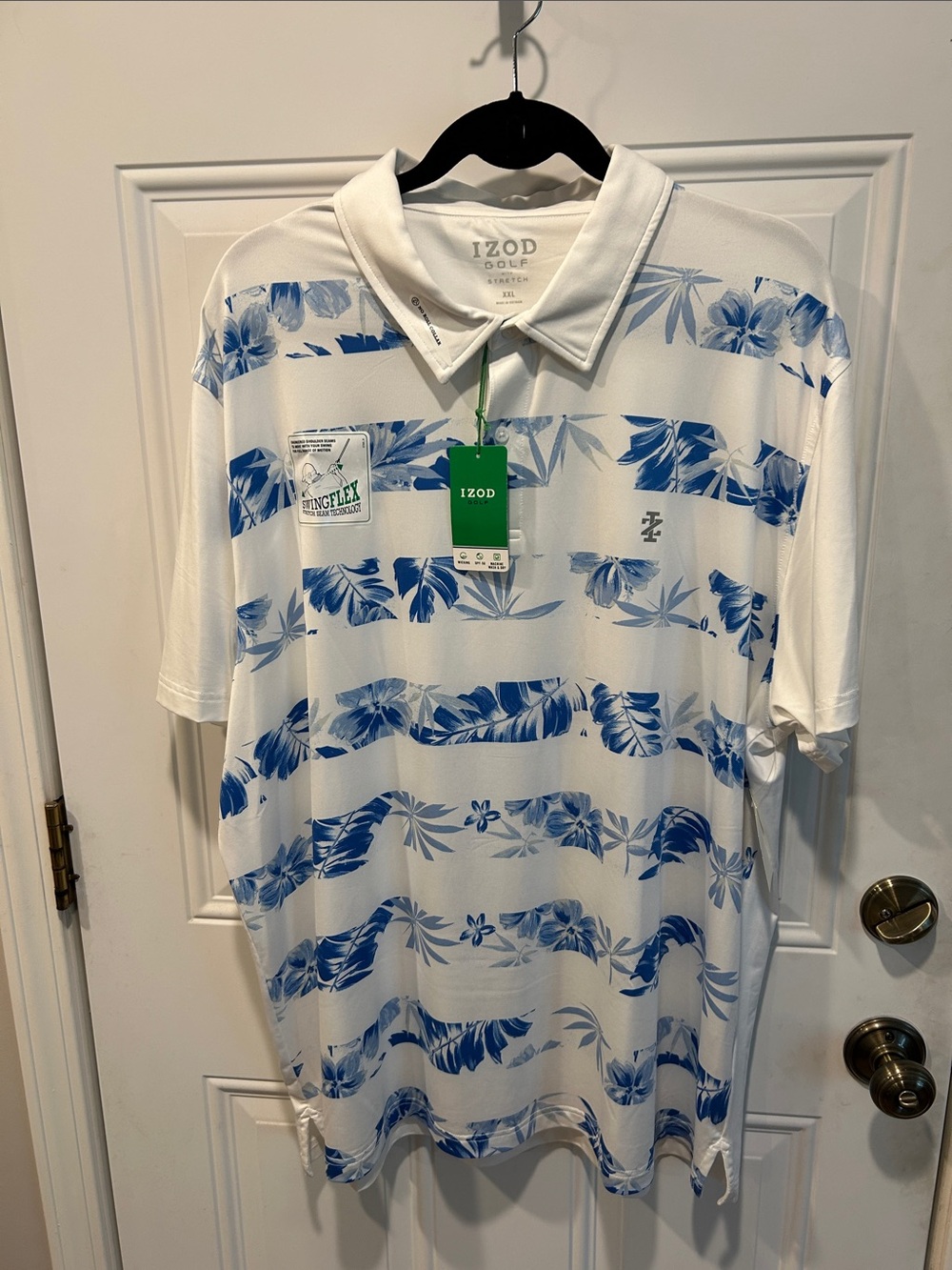 Izod White Polo with Blue Floral Stripe Print
Size => XXL - Picture 2 of 12